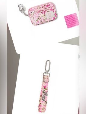 Victoria's Secret Pink Floral Wristlet Keychain & Card Holder